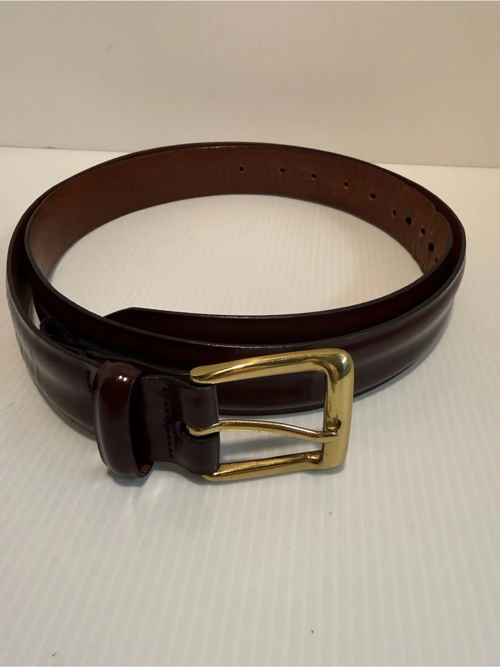 Nordstrom | Accessories | Nordstrom Mens Burgundy Leather Dress Belt Size 4 Brass Buckle Handcrafted Usa